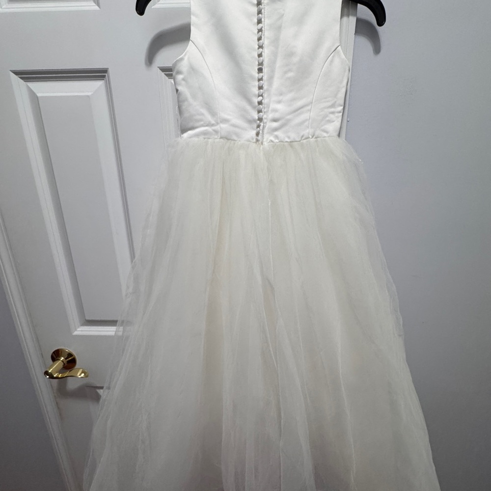 David's Bridal White A-line Sleeveless Dress size 7 - Picture 3 of 5